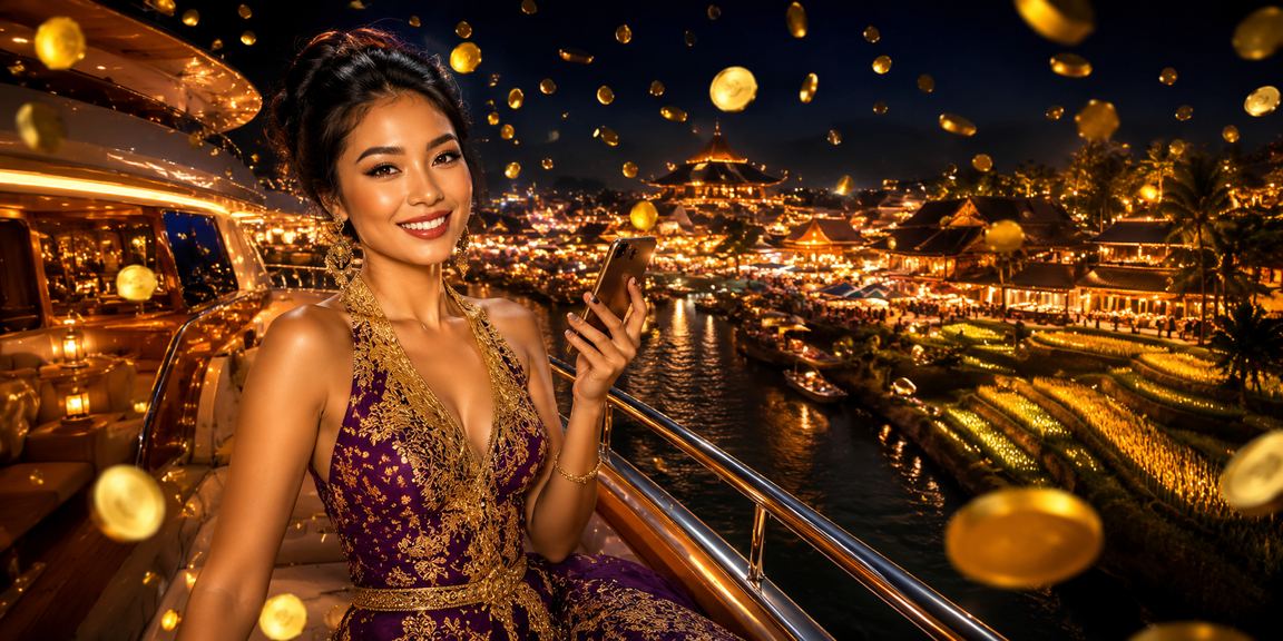 Perempuan muda bermain casino online di ponsel dengan nyaman