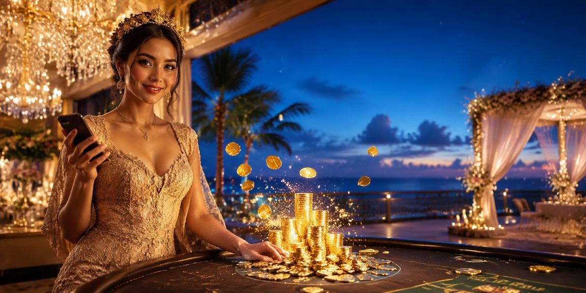 Pemain menikmati permainan kasino online melalui ponsel di pantai